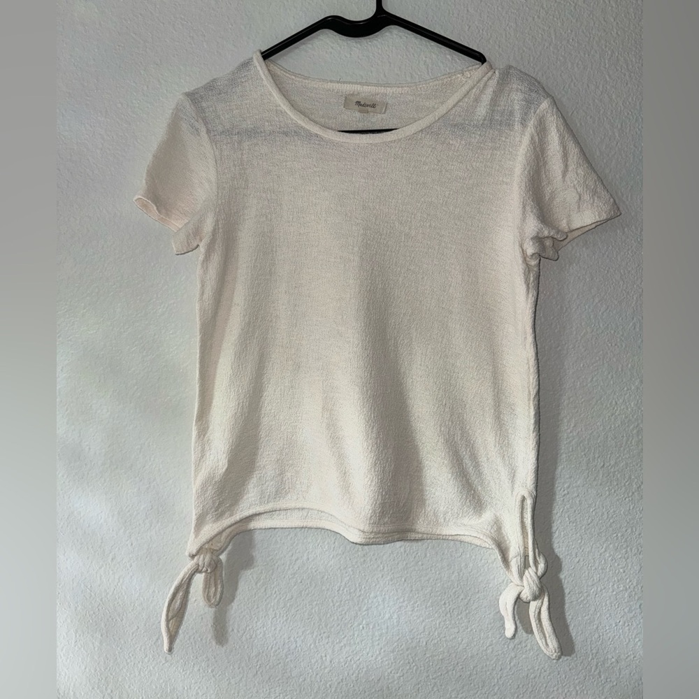 Madewell- Side knot tie- 100% cotton- size xxs- off white